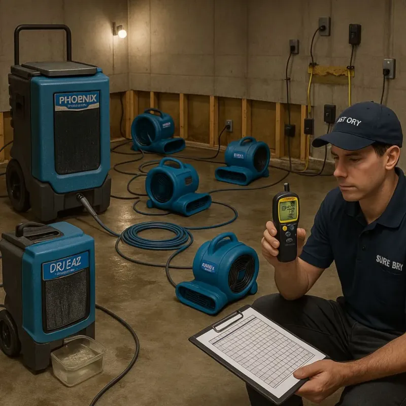 Structural Drying and Dehumidification process in Calverton, MD